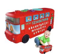 Tewzafiya Music Learning Bus, School Bus Toy with Sound and Light - Learning Bus 'Alphabet with Light | Wheel Game Recognition for Wheels in Age