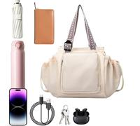 Tewzafiya Travel Bag for Women, Cradle Bag for Women,Commuting Backpack with Handles Multi-Compartment Shoulder Bag - Large Capacity Women Backpack for Teachers, Students, beige, Fare riferimento