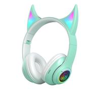 Tewzafiya Wireless Over-Ear Headphones, Wireless Over-Ear Headphones, Cordless Devil Cat Ear | Lightweight, Portable Headphones with Colorful Breathing Lights for