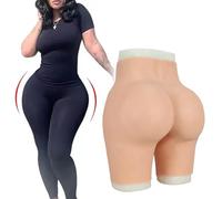 Tex-Eorey Crossdresser Silicone Fake Butt Panties Hip Enhancer Lifter Padded Panty Hiding Gaff for Transgender Cosplay,Brown(upgrades),One Size