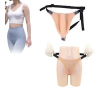 Tex-Eorey Men's Camel Toe Control Transgender Silicone Panty Hidden Gaff Thong Panties Can Penetrated for Crossdressers Drag Queen,Natural