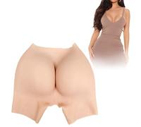 Tex-Eorey Open Crotch Silicone Butt Panty Body Lifting Hip Pants Fake Ass Butt Hip Pads Lifting Panties for Transgender,White,One Size