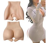 Tex-Eorey Realistic Female Silicone Fake Buttocks Panties Hip Lift Butt Shaper Control Shorts Open Crotch Panty for Women,White,One Size