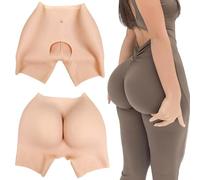 Tex-Eorey Silicone Butt Lift Pants Open Crotch Butt Hip Enhancer Shorts Fake Ass Buttock Pads Shapewear Panties for Women,White,One Size