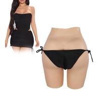 Tex-Eorey Thick Padded Silicone Butt Lifter Panties Fake Vagina Hip Enhancer Buttock Shaping Trousers for Crossdresser Transgender Cosplay,White(basics)