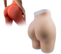 Tex-Eorey Ultra Soft Silicone Hip Enhancer Open Crotch Panty Fake Buttocks Shaper Lifting Panties for Women Cosplay,Brown(1.2cm)