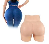 Tex-Eorey Wearable Silicone Boxer Shorts with Enhanced Buttocks Padding Fake Vagina Panties for Male To Female Transgender,White(basics)