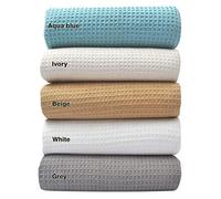 Tex Trend 100% Cotton Blankets King Size - Durable and Versatile Waffle Weave Blanket for Year Round Coziness - Warm & Lightweight - White (90”x108”)