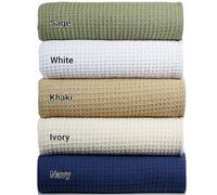 Tex Trend 100% Cotton Blankets King Size - Durable and Versatile Waffle Weave Blankets for Year Round Coziness - Breathable & Lightweight - Khaki (90”x108”)