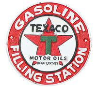 Texaco Round Cast Iron Sign Plaque Wall Garage Workshop Shop Petrol Station