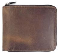 Texan Bull RFID Blocking Bifold Cowhide Leather Wallets For Men With Zipper Security | Safe Metal Zip Chain 9 Card-ID Slim Minimalist Mens Wallet, Hunter Brown, One Size, Zip Around