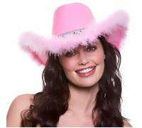 Texan Cowgirl Hat Sequins Feathers Hen Night Fancy Dress - Pink