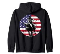 Texan Rodeo Bull Rider Patriotic American Flag Cowboys Zip Hoodie