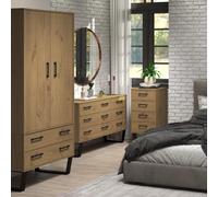 Texas Grey 2 Door 2 Drawer Wardrobe - Grey washed wax