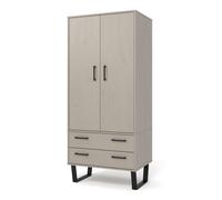 Core Products Texas 2 Door 2 Drawer Wardrobe Grey Wash Waxed Pine, Grey