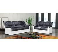 Texas 3+2 Sofa Set Black/white Faux Leather