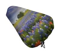 Texas Bluebonnets Scenery Bike Seat Cushion, Waterproof Bicycle Seat Cover with Drawstring, Dustproof Protection Bike Seat for Outdoor Most Bicycles and E-Bikes, Mountain Road Bikes