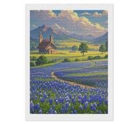 Texas Bluebonnets Scenery Diamond Art Kits for Adults 12"x16" DIY Diamond Painting Kit for Beginners Gem Art Painting with Round Full Drill Diamonds DIY Paint Paintings for Home Wall Decor Gift
