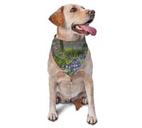 Texas Bluebonnets Scenery Dog Bandana Pet Scarf Accessories for Small Medium Dogs Cats Photo Prop, Triangle Pet Bandanas Adjustable Puppy Bib Washable Dog Kerchief Puppy Neckerchief