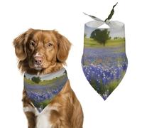 Texas Bluebonnets Scenery Dog Bandana Triangle Dog Scarf Washable Polyester Dog Bibs Cute Pet Bandana for Medium Large Dogs Puppy and Cats