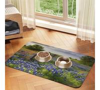Texas Bluebonnets Scenery Dog Food Mats for Floors, 16x24 Inch Non-Slip Super Absorbent Pet Food Mat, Dishwasher Dog Mat for Food and Water, Cute Rubber Quick Dry Pet Feeding Mat for Dogs Puppy Cats