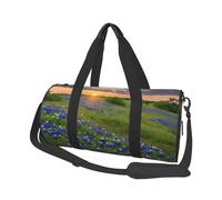 Texas Bluebonnets Scenery Duffle Bag With Shoes Compartment And Adjustable Strap,Foldable Travel Duffel Bags For Men Women,Waterproof Duffel Bags, Black, One Size