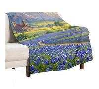 Texas Bluebonnets Scenery Flannel Throw Blanket - 40"x60" Soft Lightweight Plush Blanket for Couch Bed Sofa, Oversized Camping Travel Blankets, Machine Washable Home Decor Gift for Men Women
