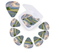 Texas Bluebonnets Scenery Guitar Picks 12 Pack with Organizer Box, 0.46 0.71 0.96 mm Includes Thin Medium Heavy Thickness,Abstract Guitar Pick Plectrums for Electric Guitar Ukulele Bass