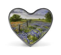Texas Bluebonnets Scenery Lapel Pin, 1 Inch Metal Heart Brooch Pins - Lightweight, Smooth Edges, Versatile Love Badge Brooch for Shirts, Jackets, Bag & Gifts for Friends, Family