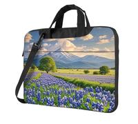 Texas Bluebonnets Scenery Laptop Bag 13-15.6Inch, 360° Protective Laptop Sleeve Case Shockproof Messenger Shoulder Bag Waterproof Computer Case Carrying Cover Briefcases for Men Women