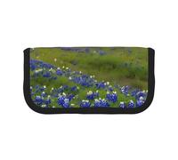 Texas Bluebonnets Scenery Large Capacity Canvas Pencil Case, Sturdy and Durable, Easy to Store in an Orderly Manner