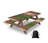 Texas Bluebonnets Scenery Print 3 Pack Wipeable Picnic Bench Cover And Table Cover Lightweight Table Cloth For Camping Outdoor