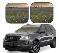 Texas Bluebonnets Scenery Print Car Sun Shade Windshield 2-Piece Foldable Front Windshield Sun Visor Sunshade for Car Windshield, M
