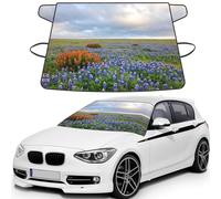 Texas Bluebonnets Scenery Print Car Windshield Cover for ice and Snow, Front Window Protectors with Elastic Straps&Storage Bag