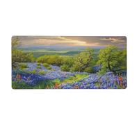 Texas Bluebonnets Scenery Print Mouse Pad Extra - Large Desk Mat for Office, Work - from - Home, PC Gamers & Streamers 16 x 35.5 Inch