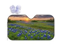 Texas Bluebonnets Scenery -Print Reflective Windshield Sun Shade For Cars M Size - Heat Resistant Suction Cups, Universal Fit.