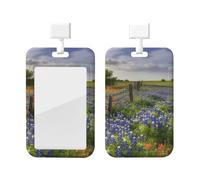 Texas Bluebonnets Scenery Printed Card Badge Holder Id Badge Card Holder Badge Holders with Lanyards for Offices Staff Access Card Metro Card