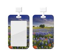 Texas Bluebonnets Scenery Printed Card Badge Holder Id Badge Card Holder Badge Holders with Lanyards for Offices Staff Access Card Metro Card