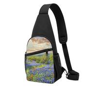 Texas Bluebonnets Scenery Printed Chest Bag Sling Bag for Men Women, Outdoor Crossbody Fanny Packs Hiking Chest Packs Sport Daypacks