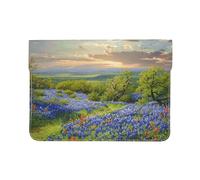 Texas Bluebonnets Scenery Printed Laptop Sleeve 13-Inch Leather Laptop Case Computer Bag Cover for Travel, Work, Business