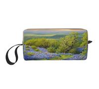 Texas Bluebonnets Scenery Printed Makeup Bag Simple Travel Cosmetic Bags Waterproof Cosmetic Case Toiletry Bag Organizer for Women Mom Girls