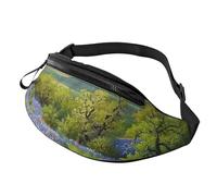 Texas Bluebonnets Scenery Printed Waist Bag with Headphone Jack, Personalized Bumbags Fanny Packs Unisex Running Hiking Crossbody Bags for Men Women