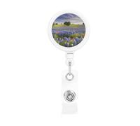 Texas Bluebonnets Scenery Retractable Badge Reel Heavy Duty Badge Holder with Belt Clip Retractable Lanyards ID Card Holder with Keychain Name Badge Clips for Office Nurse Employee