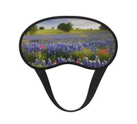 Texas Bluebonnets Scenery Sleep Mask for Side Sleeper Eye Mask for Sleeping Light Blocking Soft Breathable Sleep Eye Mask for Women Men Adjustable Elastic Strap Travel Nap Blackout Eye Shade Cover