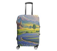 Texas Bluebonnets Scenery Suitcase Covers Luggage Protector - Travel Elastic Baggage Case Protective, Washable Anti-scratch Large Suit Case Cover for Suitcases Fits 19-32 Inch Luggages, white, Small