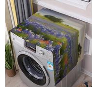 Texas Bluebonnets Scenery Washer And Dryer Cover with Storage Pockets for The Top Load Dustproof Washing Machine Cover Flax Appliance Protector Mat Pad Home Kitchen Laundry Room Accessory 54.5x20.5 In