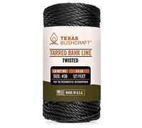 Texas Bushcraft Tarred Bank Line Twine - #36 Black Nylon String for Fishing, Camping and Outdoor Survival - Strong, Weather Resistant Bankline Cordage for Trotline (1/4 lb, Twisted)