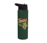 Texas Cactus State Map Souvenir Pride Dallas Houston Vintage Stainless Steel Insulated Water Bottle