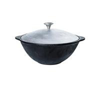 TEXAS CLUB Cast Iron Pot Uzbek Kazan with Aluminum Lid for Kamado Bono Minimo/Media/Grande/Limited Grills, 3.6 L