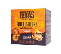 Texas Club Ecological Twisted Wood Wool Lighters - 32 Pcs Quick And Smooth Lighting For Bbqs, Fireplaces, And More